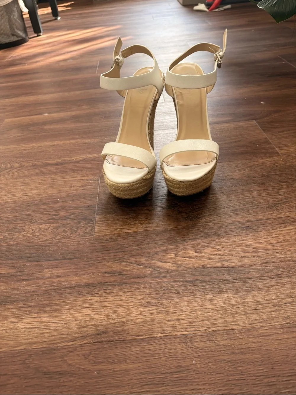 Charlotte Russe Cream Espadrille Platform Wedge Sandals